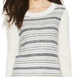ELLEN TRACY Weekend Size M Medium Womens Chalk Striped Boat Neck Sweater $79
